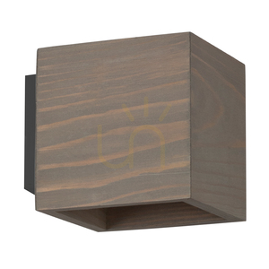 Dřevěné nástěnné svítidlo Block, 1xG9, max.. 6 W, borovice mořená do šeda / černý kov, 13 cm small 0