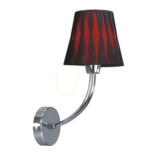 Kontrola Nástěnné svítidlo Borgia, 1xE14, Max. 40 W, chromovaný kov / červená a černá, stínidlo 21 cm