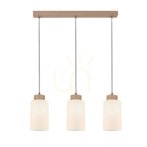 Závěsné svítidlo Bosco, 3xE27, Max. 60 W, bříza / průhledný PVC kabel / bílý skleněný stínidlo, 52 cm small 1