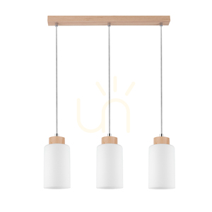 Závěsné svítidlo Bosco, 3xE27, Max. 60 W, bříza / průhledný PVC kabel / bílý skleněný stínidlo, 52 cm small 0