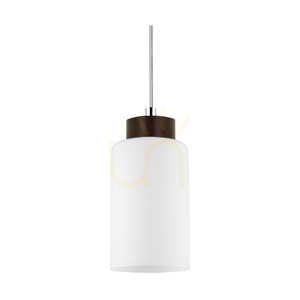 Závěsné svítidlo Bosco, 3xE27, Max. 60 W, bukové a ořechové dřevo / průhledný PVC kabel / bílý skleněný stínidlo, Ø 30 cm small 1