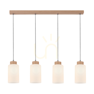 Závěsné svítidlo Bosco, 4xE27, Max. 60 W, bříza / průhledný PVC kabel / bílý skleněný stínidlo, 75 cm small 1