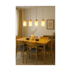 Závěsné svítidlo Bosco, 4xE27, Max. 60 W, bříza / průhledný PVC kabel / bílý skleněný stínidlo, 75 cm small 2