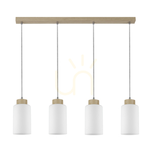 Závěsné svítidlo Bosco, 4xE27, Max. 60 W, bříza / průhledný PVC kabel / bílý skleněný stínidlo, 75 cm small 0