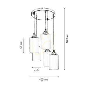 Závěsné svítidlo Bosco Mix, 5xE27, Max. 60 W, chromovaný kov / průhledný PVC kabel / bílé skleněné stínidlo, Ø 40 cm small 2