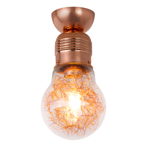 Stropní svítidlo s žárovkou, 1xE27, Max. 60 W, měděný kov / čirý skleněný stínidlo, Ø 14 cm small 1