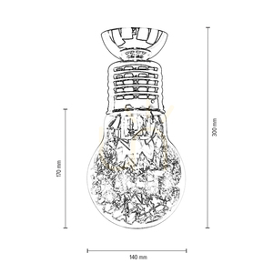 Stropní svítidlo s žárovkou, 1xE27, Max. 60 W, měděný kov / čirý skleněný stínidlo, Ø 14 cm small 4