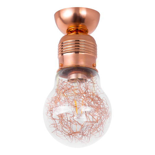 Kontrola Stropní svítidlo s žárovkou, 1xE27, Max. 60 W, měděný kov / čirý skleněný stínidlo, Ø 14 cm