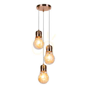 Závěsné svítidlo s žárovkou, 3×E27 max.. 60 W, měděný kov / kabel z průhledného PVC / průhledný skleněný stínidlo, Ø 20 cm small 1