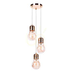 Závěsné svítidlo s žárovkou, 3×E27 max.. 60 W, měděný kov / kabel z průhledného PVC / průhledný skleněný stínidlo, Ø 20 cm small 0