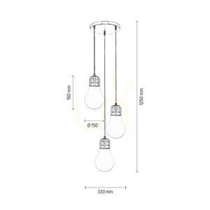 Závěsné svítidlo s žárovkami, 3xE27, Max. 60 W, chromovaný kov / průhledný PVC kabel / bílé skleněné stínidlo, Ø 33 cm small 2