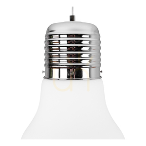 Závěsné svítidlo s žárovkami, 5xE27, Max. 60 W, chromovaný kov / průhledný PVC kabel / bílé skleněné stínidlo, Ø 45 cm small 1