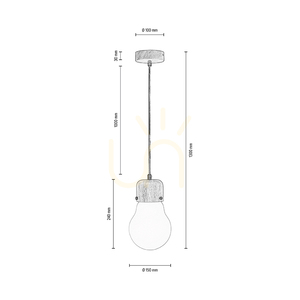 Závěsné svítidlo Bulb Wood, 1xE27, Max. 60 W, olejovaný dub / průhledný PVC kabel / bílé skleněné stínidlo, Ø 15 cm small 3