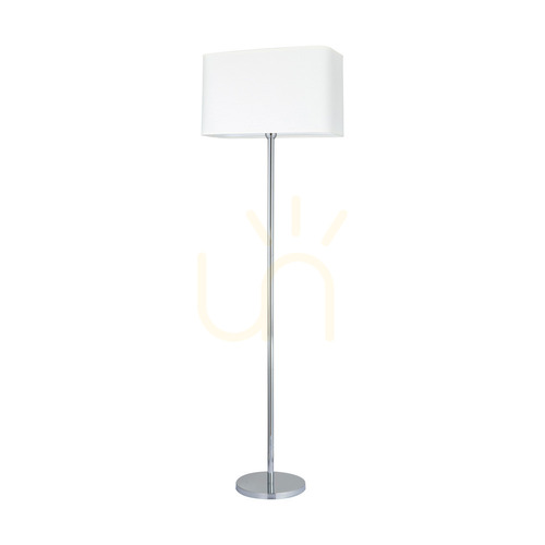 Kontrola Stojací lampa Cadre, 1xE27, Max. 40 W, chromovaný kov / průhledný PVC kabel / bílé stínidlo, 56 cm