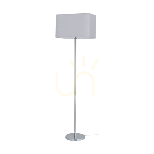 Kontrola Stojací lampa Cadre, 1xE27, Max. 40 W, chromovaný kov / průhledný PVC kabel / šedý stínidlo, 56 cm