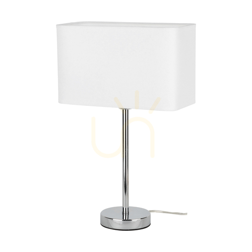 Kontrola Stolní lampa Cadre, 1xE27, Max. 25 W, chromovaný kov / průhledný PVC kabel / bílé stínidlo, 30 cm