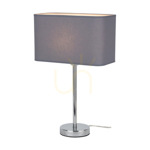 Stolní lampa Cadre, 1xE27, Max. 25 W, chromovaný kov / průhledný PVC kabel / šedý stínidlo, 30 cm small 1