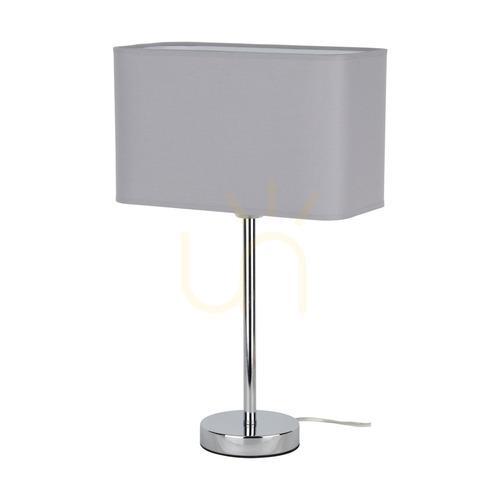 Kontrola Stolní lampa Cadre, 1xE27, Max. 25 W, chromovaný kov / průhledný PVC kabel / šedý stínidlo, 30 cm