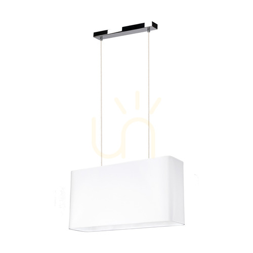 Kontrola Závěsné svítidlo Cadre, 2xE27, Max. 40 W, chromovaný kov / průhledný PVC kabel / bílé stínidlo, 56 cm