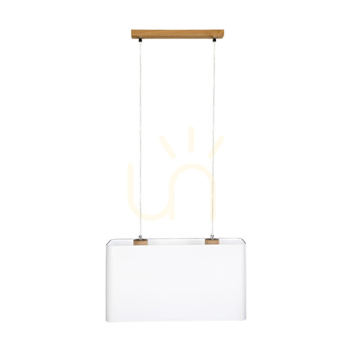 Kontrola Závěsné svítidlo Cadre, 2xE27, max.. 40 W, olejovaný dub / průhledný PVC kabel / bílý stínidlo 56 cm