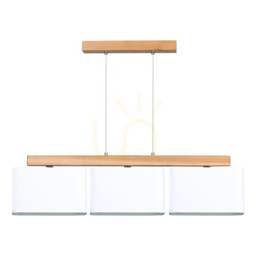 Kontrola Závěsné svítidlo Cadre, 3xE27, Max. 25 W, olejovaný dub / průhledný PVC kabel / bílé stínidlo, 95 cm