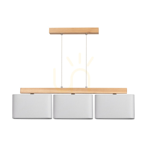 Kontrola Závěsné svítidlo Cadre, 3xE27, Max. 25 W, olejovaný dub / průhledný PVC kabel / šedý stínidlo, 95 cm