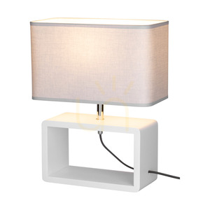 Stolní lampa Cadre Quadrat, 1xE27, Max. 25 W, bílé bukové dřevo, opletený kabel/šedý, stínidlo 30 cm small 1