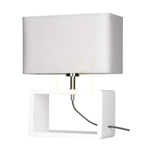 Stolní lampa Cadre Quadrat, 1xE27, Max. 25 W, bílé bukové dřevo, opletený kabel/šedý, stínidlo 30 cm small 2