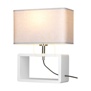 Stolní lampa Cadre Quadrat, 1xE27, Max. 25 W, bílé bukové dřevo, opletený kabel/šedý, stínidlo 30 cm small 3