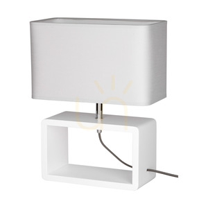 Stolní lampa Cadre Quadrat, 1xE27, Max. 25 W, bílé bukové dřevo, opletený kabel/šedý, stínidlo 30 cm small 0