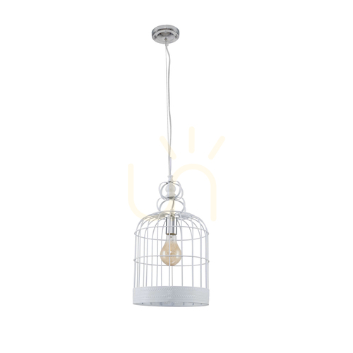 Kontrola Závěsné svítidlo typu „Cage“, 1xE27, Max. 60 W, bílý kov, Ø 25 cm