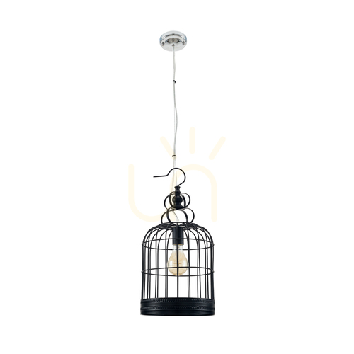 Kontrola Závěsné svítidlo typu „Cage“, 1xE27, Max. 60 W, černý kov, Ø 25 cm