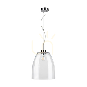 Závěsné svítidlo Campana, 1xE27, Max. 60 W, chromovaný kov / kabel z průhledného PVC / stínidlo z průhledného skla, Ø 30 cm small 0
