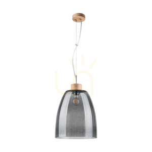 Závěsné svítidlo Campana, 1xE27, Max. 60 W, olejovaný dub / průhledný PVC kabel / stínidlo z kouřového skla, Ø 30 cm small 0