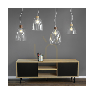 Závěsné svítidlo Campana, 1xE27, Max. 60 W, olejovaný dub / průhledný PVC kabel / průhledný skleněný stínidlo, Ø 30 cm small 1