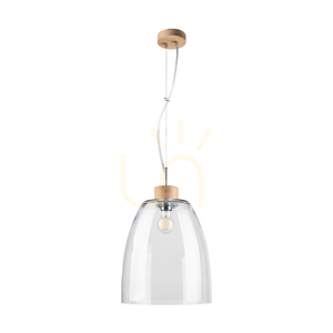 Závěsné svítidlo Campana, 1xE27, Max. 60 W, olejovaný dub / průhledný PVC kabel / průhledný skleněný stínidlo, Ø 30 cm small 0
