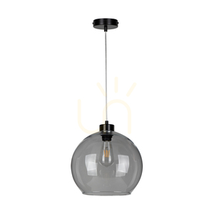 Závěsné svítidlo Canberra, 1xE27, Max. 60 W, černý kov / průhledný PVC kabel / stínidlo z kouřového skla, Ø 30 cm small 0