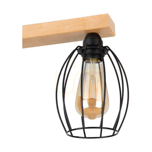 Stropní svítidlo Carlo, 2xE27, Max. 60 W, bříza/černý kovový stínidlo, 35 cm small 1