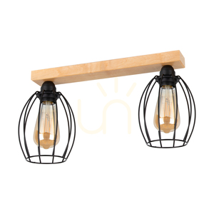 Stropní svítidlo Carlo, 2xE27, Max. 60 W, bříza/černý kovový stínidlo, 35 cm small 0