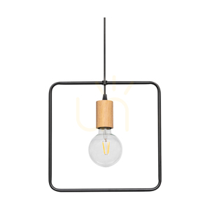 Závěsné svítidlo Carsten Wood, 1xE27, Max. 60 W, olejovaný dub / černý kov / černý PVC kabel, Ø 32 cm small 2