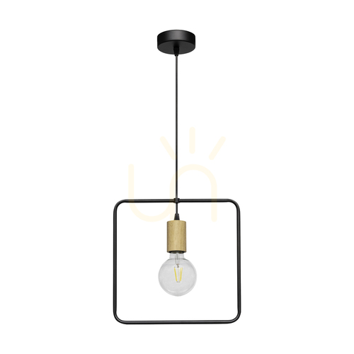 Kontrola Závěsné svítidlo Carsten Wood, 1xE27, Max. 60 W, olejovaný dub / černý kov / černý PVC kabel, Ø 32 cm
