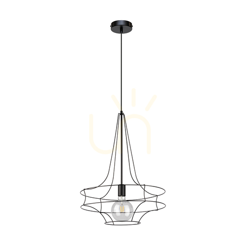 Kontrola Závěsné svítidlo Casa Rina, 1xE27, Max. 60 W, černý kov / černý PVC kabel, Ø 48 cm