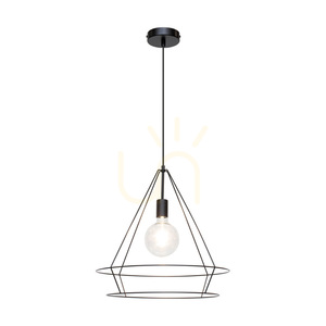 Závěsné svítidlo Casa Triango, 1xE27, Max. 60 W, černý kov / černý PVC kabel, Ø 48 cm small 1