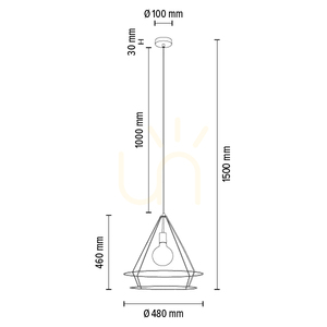 Závěsné svítidlo Casa Triango, 1xE27, max.. 60 W, olejovaný dub / černý kov / černý PVC kabel, Ø 48 cm small 3