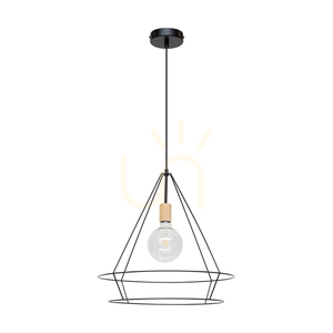 Závěsné svítidlo Casa Triango, 1xE27, max.. 60 W, olejovaný dub / černý kov / černý PVC kabel, Ø 48 cm small 0