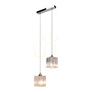 Závěsné svítidlo „Casino“, 2xE27, Max. 60 W, chromovaný kov / průhledný PVC kabel / průhledný křišťálový stínidlo, 33 cm small 1