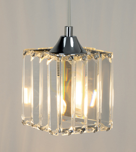 Závěsné svítidlo „Casino“, 2xE27, Max. 60 W, chromovaný kov / průhledný PVC kabel / průhledný křišťálový stínidlo, 33 cm small 2
