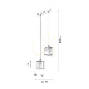 Závěsné svítidlo „Casino“, 2xE27, Max. 60 W, chromovaný kov / průhledný PVC kabel / průhledný křišťálový stínidlo, 33 cm small 4