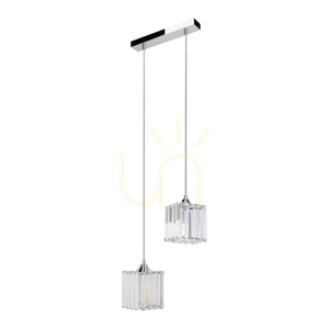 Závěsné svítidlo „Casino“, 2xE27, Max. 60 W, chromovaný kov / průhledný PVC kabel / průhledný křišťálový stínidlo, 33 cm small 0