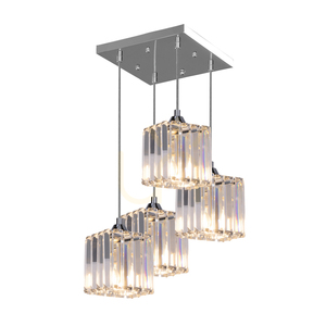 Závěsné svítidlo „Casino“, 4xE27, Max. 60 W, chromovaný kov / průhledný PVC kabel / průhledný křišťálový stínidlo, 33 cm small 1